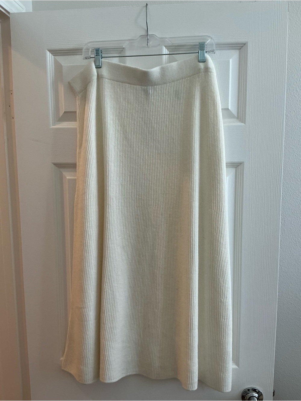 Talbots Cream Ribbed A-Line Midi Skirt